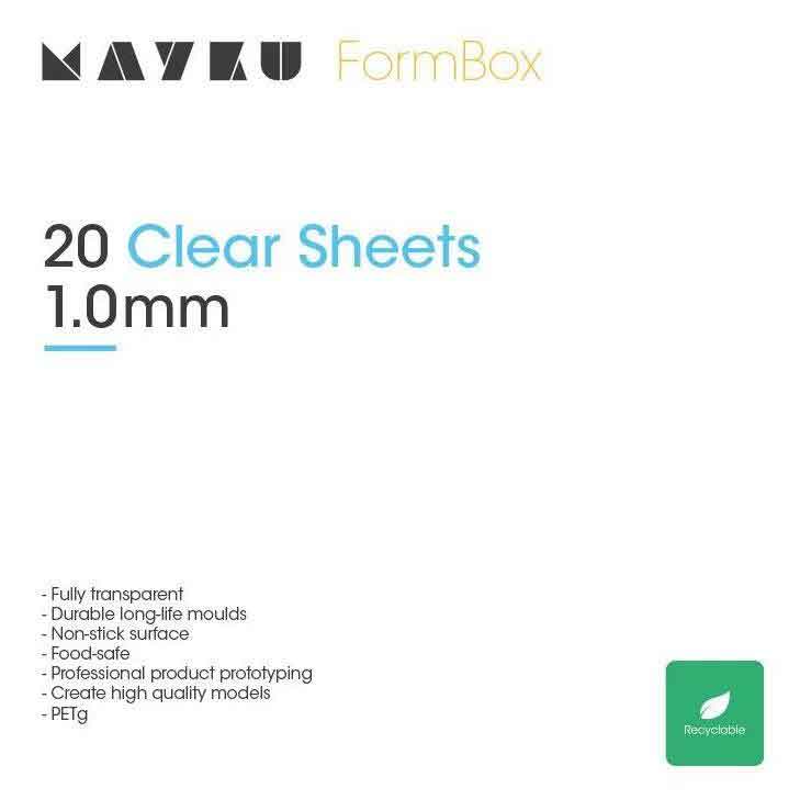 MAYKU 卓上真空成型機"FormBox"用クリア PETGシート 1mm（20枚パック）