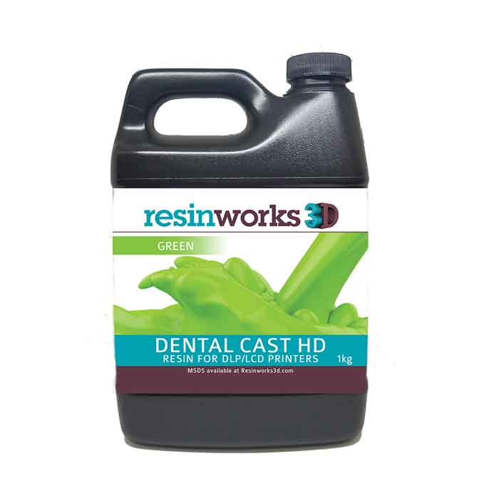 resinworks3D　歯科用キャストHDレジン グリーン500g　LCD光造形 3Dプリンター用 (Anycubic Photon、Bean、FlashForge、Phrozen 3Dプリンター、Wanhao、およびその他のLCDベースのプリンター）DentalCast-HD-Green