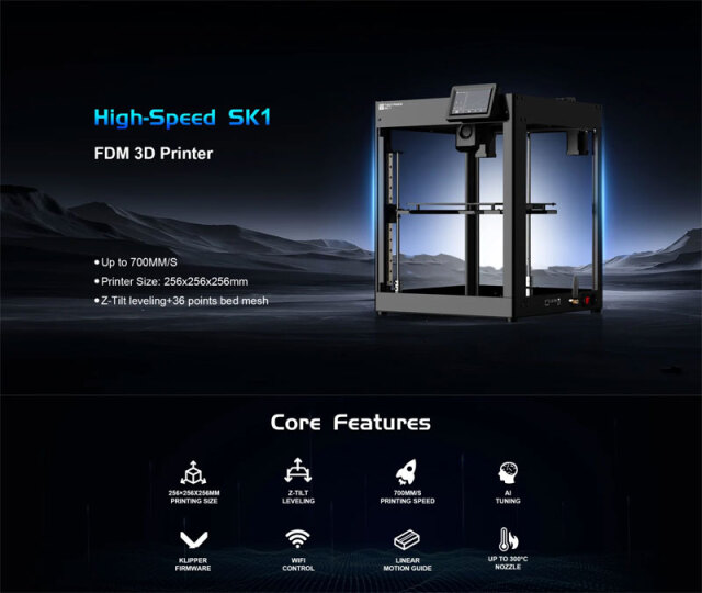 TwoTrees SK1 CoreXY 3D プリンター最大印刷速度 700 mm/s Z-Tilt 自動  
