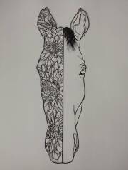 完全ハンドメイド・オーダーメイド　この道３０年の匠による精密切り絵　"馬"【サイズ：380×135mm】斬新な発想によるデザイン 　開店　開業　開院　新築　引っ越し　誕生日　父の日、母の日、還暦祝い　バレンタイン　お祝い　贈答 　額装　芸術　文化　ホビー