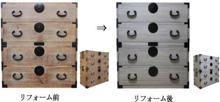 金具たんす 整理二段 再生前と後