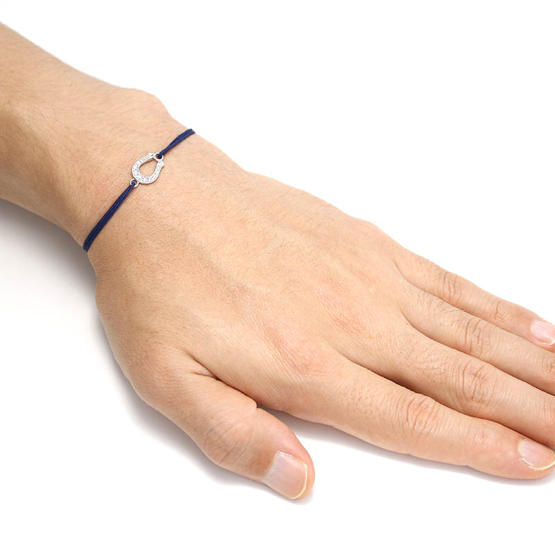 SYMPATHY OF SOUL シンパシーオブソウル Medium Horseshoe Cord Bracelet - Silver w CZ ミディアムホースシューコードブレスレット - シルバー w クリアジルコニア