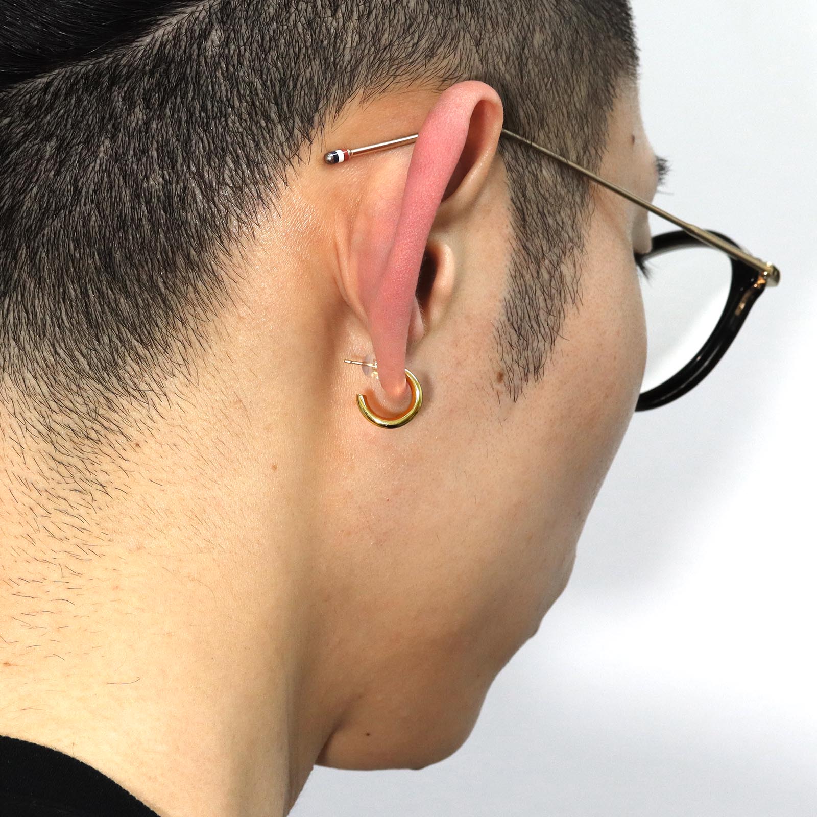 GARDEL（ガーデル） S.LINE HOOP PIERCE - K18Yellow Gold（サイド