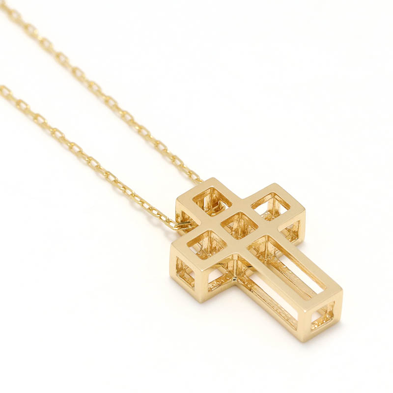 GARDEL（ガーデル） CUBE CROSS NECKLACE - K18Yellow Gold（キューブ