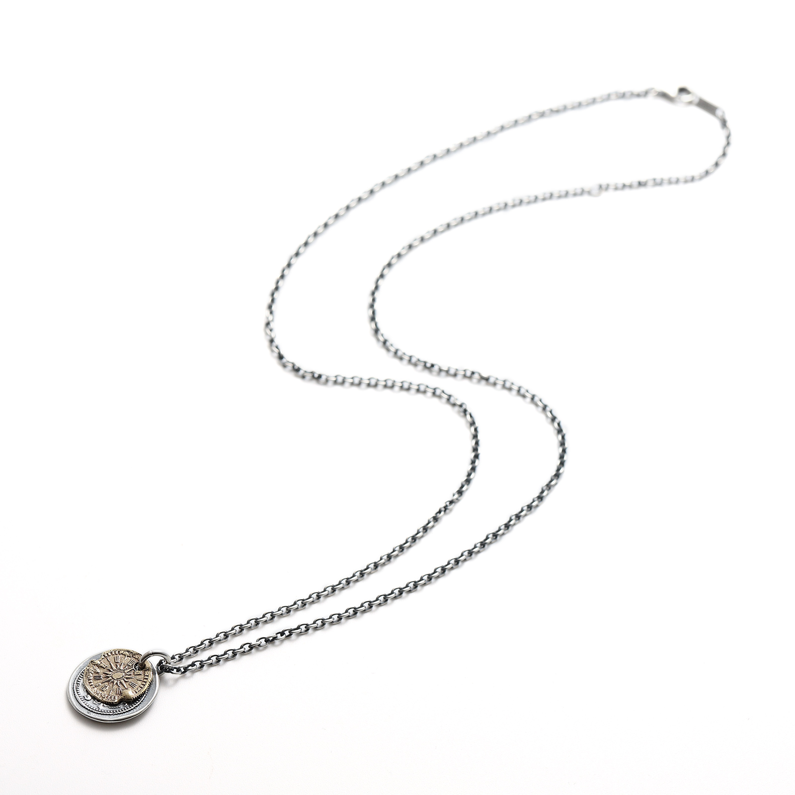 S.O.S☆B.C.コインネックレス オキシダイズドシルバー×ブラス SYMPATHY OF SOUL（シンパシーオブソウル） B.C. Coin Necklace