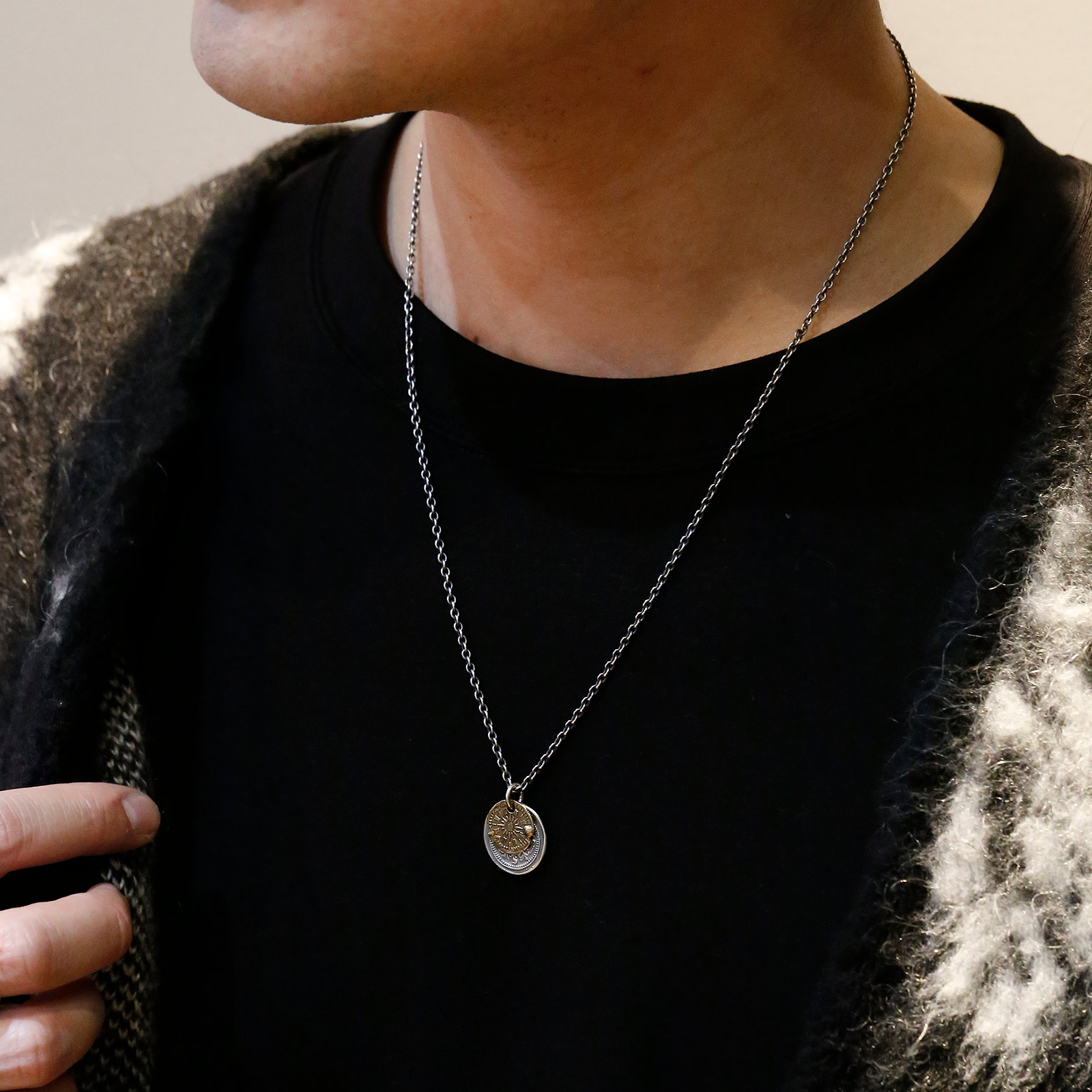 最終値下げ！BC.ネックレス ホープサン オキシダイズドシルバー×ブラス SYMPATHY OF SOUL（シンパシーオブソウル） B.C. Coin Necklace / Hope