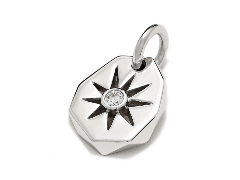 Sun Plate Pendant - Silver w/Clear CZ