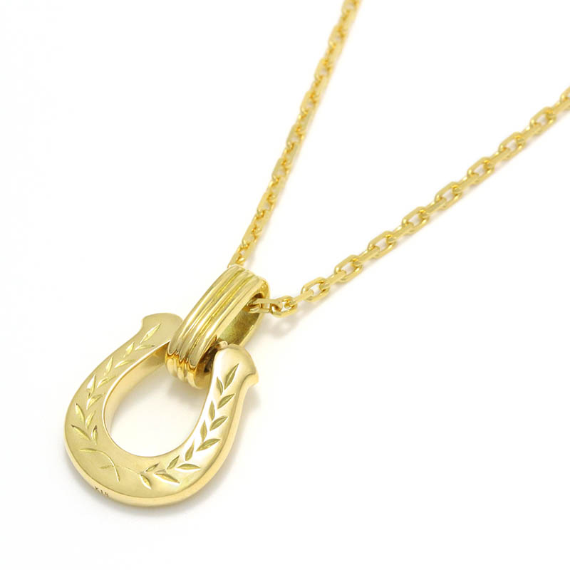 Horseshoe Amulet - Laurel - K18Yellow Gold + K18Yellow Gold 0.42 Square Chain