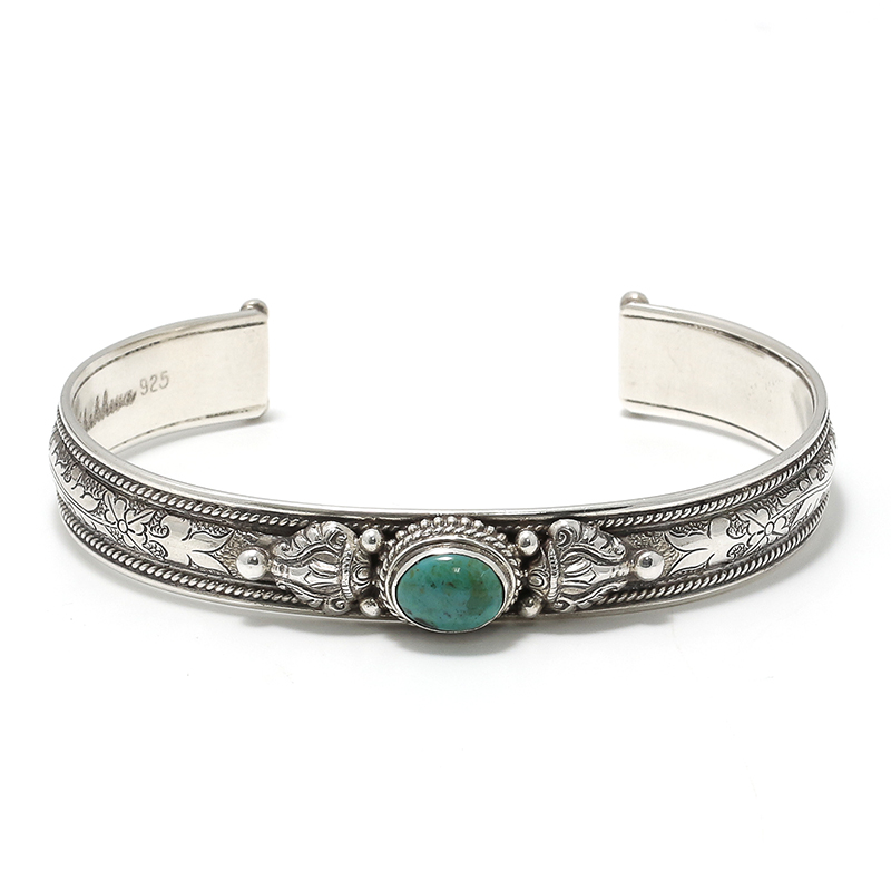 15日迄セール価格 Suman Dhakhwa ターコイズ バングル Suman Dhakhwa（スーマンダックワ） Leaf Carving Cuff w/Turquoise