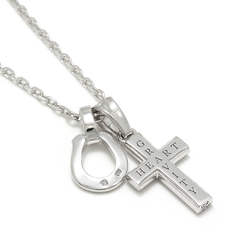 S.O.S fp恵比寿本店、WEB限定 Small Gravity Cross Necklace w/Horseshoe - Silver w/CZ(スモールグラビティクロスネックレス w/ホースシュー シルバー w/CZ) SYMPATHY OF SOUL(シンパシーオブソウル)