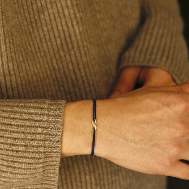Infinity HOPE Cord Bracelet - K18Yellow Gold w/Diamond