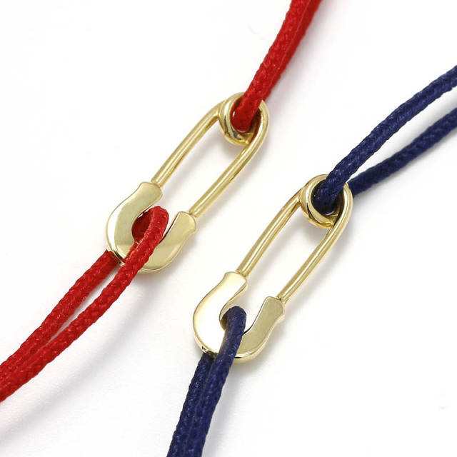 SYMPATHY OF SOUL（シンパシーオブソウル） Safety Pin Cord Bracelet K18Yellow Gold