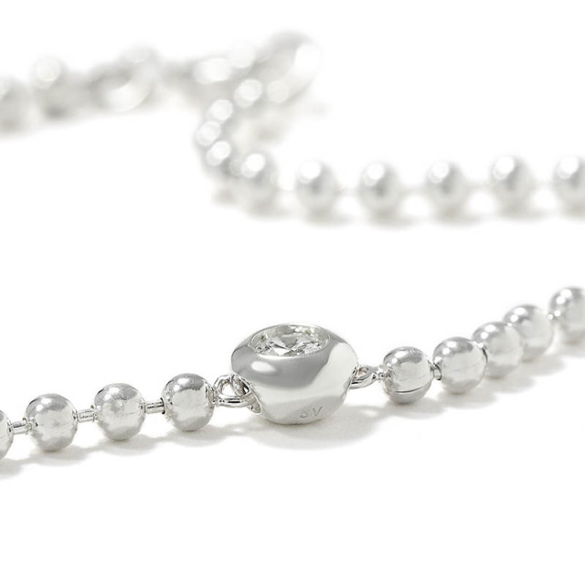 One LG Diamond Ball Chain Bracelet - Silver