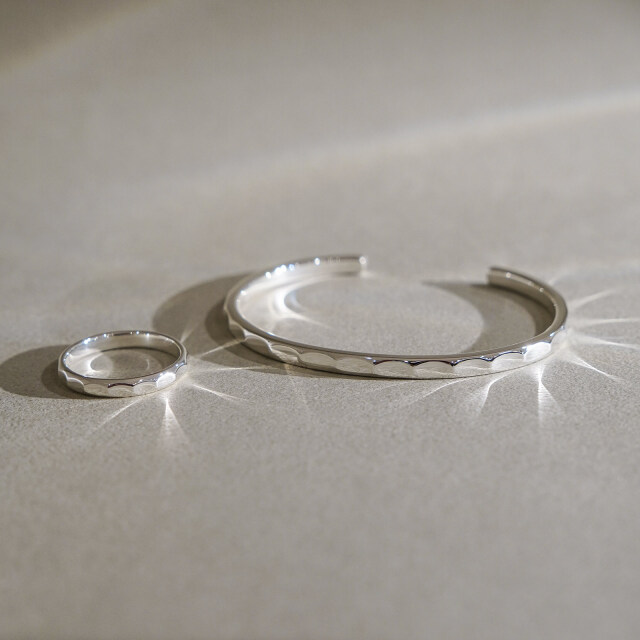 Eclat Bangle - Silver_Eclat Ring - Silver