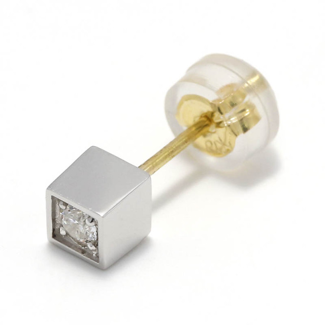 CUBE PIERCE - Silver w/CZ