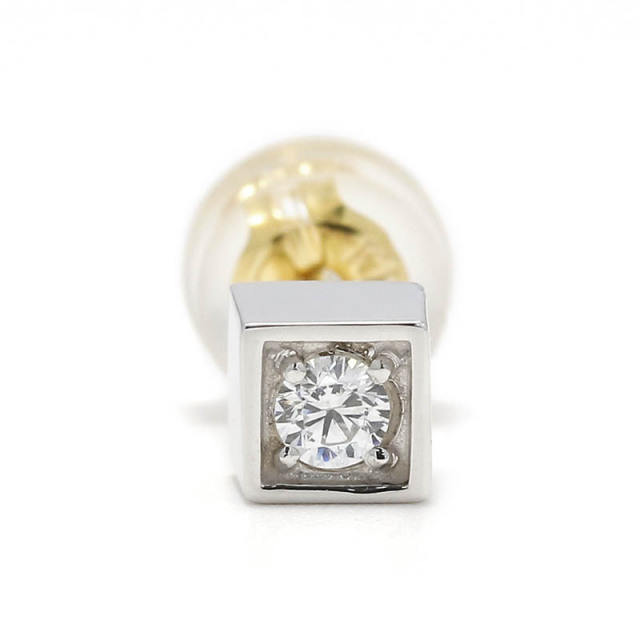 CUBE PIERCE - Silver w/CZ