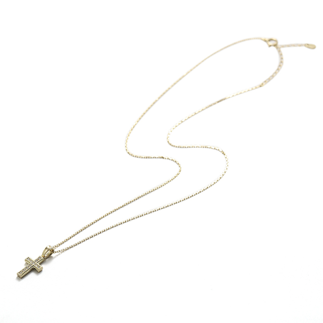 Small Gravity Cross Necklace - K18Yellow Gold w/Diamond