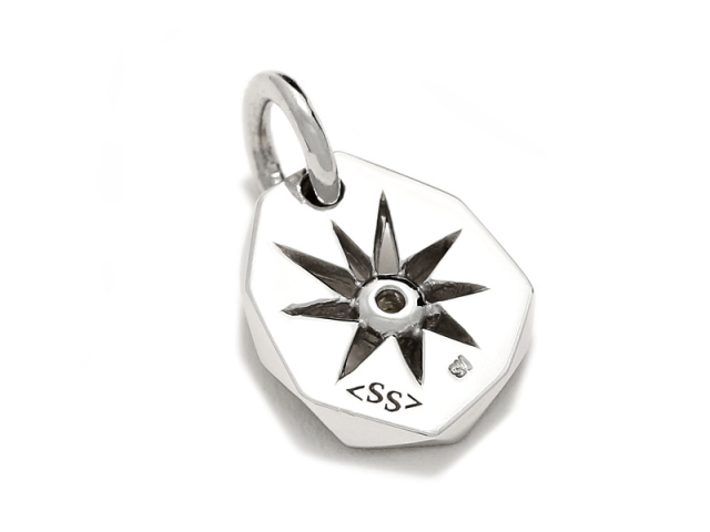 Sun Plate Pendant - Silver w/Clear CZ