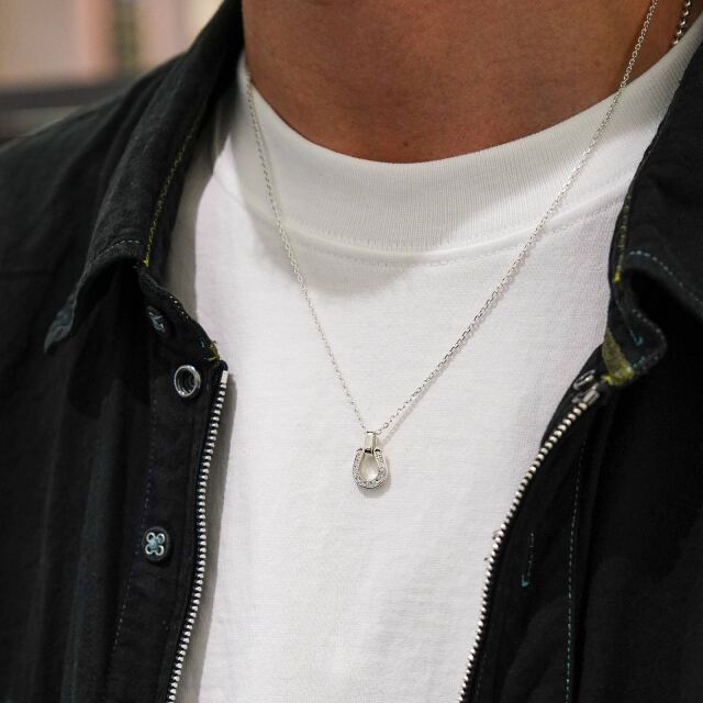 Medium Horseshoe Pendant  - Silver w/LG Diamond