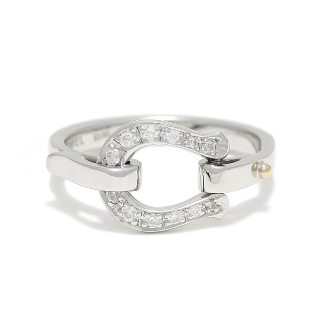 Horseshoe Band Ring - Silver w/CZ