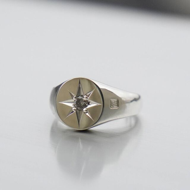 Oval Signature Ring - Silver w/Ash Diamond