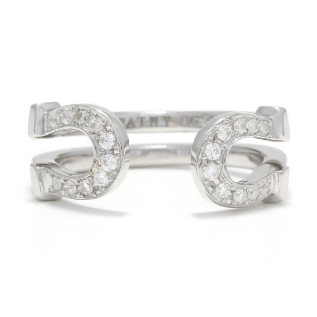 Double Horseshoe Ring Small - Silver w/CZ