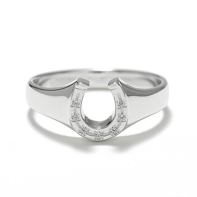 LG Diamond Horseshoe Signet Ring - Silver w/Laboratory Grown Diamond