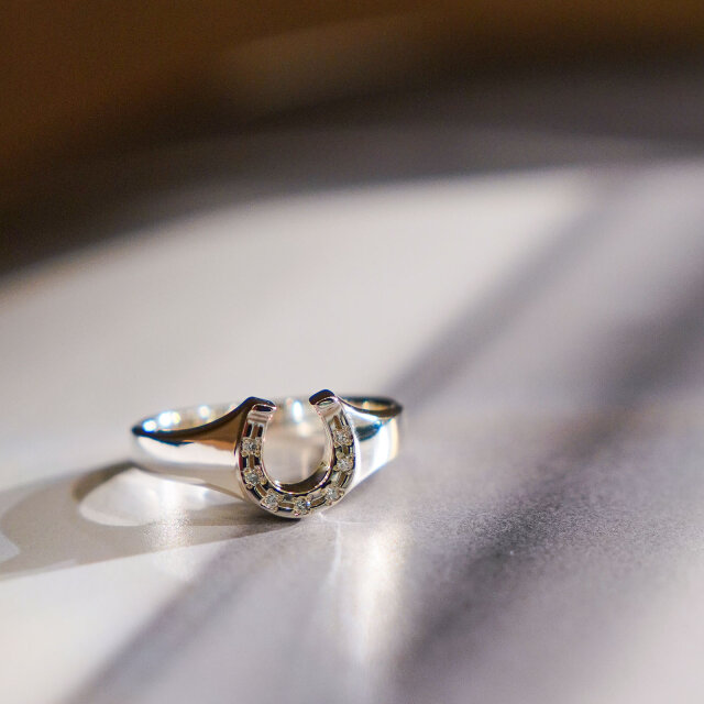 LG Diamond Horseshoe Signet Ring - Silver w/Laboratory Grown Diamond