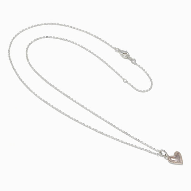 Smooth Heart Charm Necklace / Silver×MOKUME