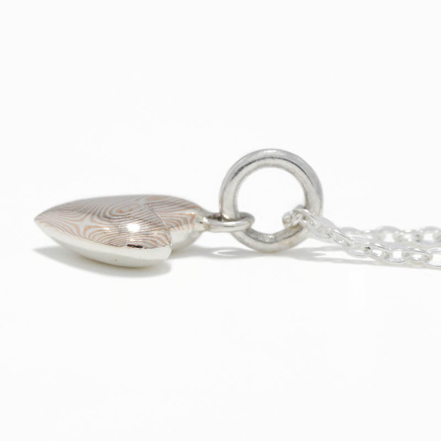 Smooth Heart Charm Necklace / Silver×MOKUME