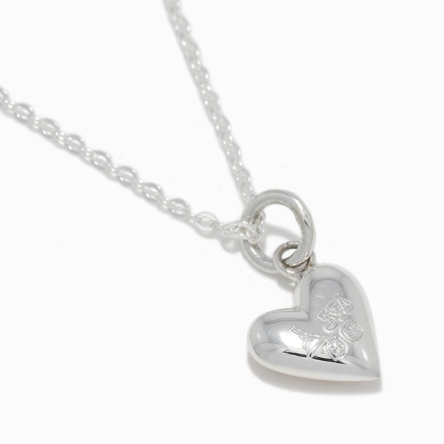 Smooth Heart Charm Necklace / Silver×MOKUME