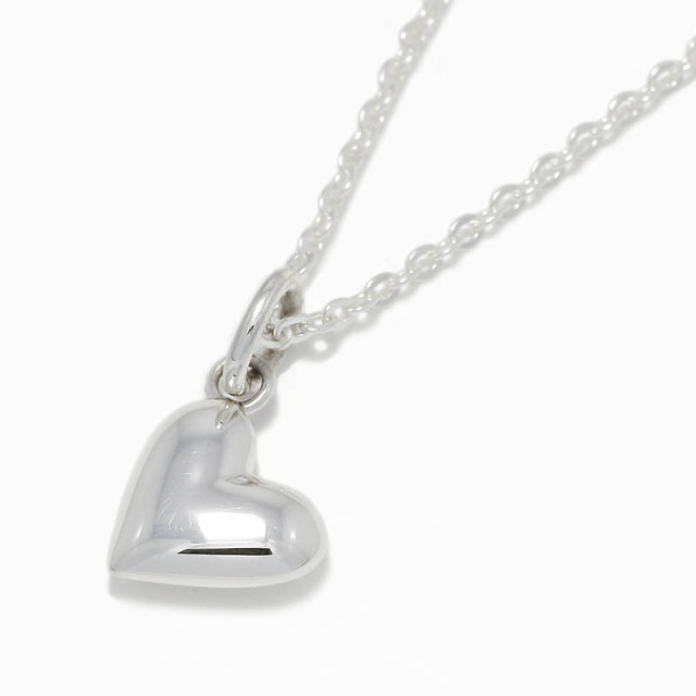 Smooth Heart Charm Necklace / All Silver