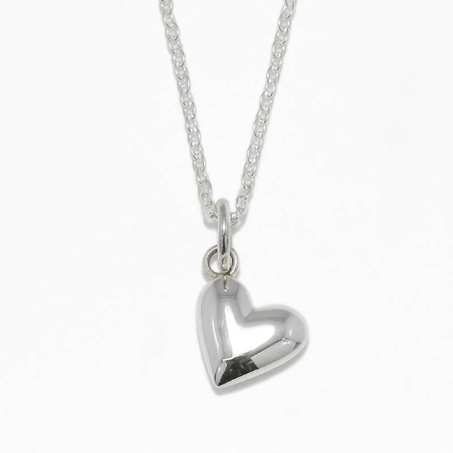 Smooth Heart Charm Necklace / All Silver