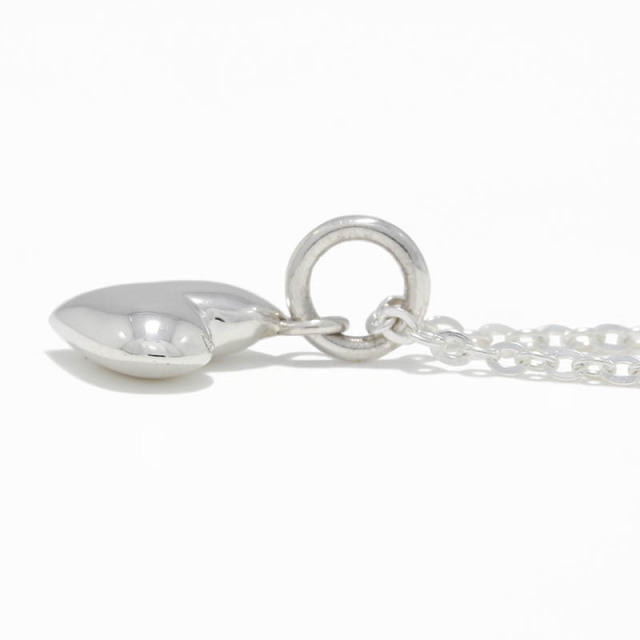 Smooth Heart Charm Necklace / All Silver