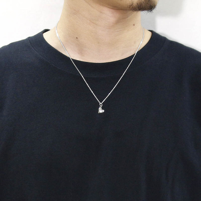 Smooth Heart Charm Necklace / All Silver