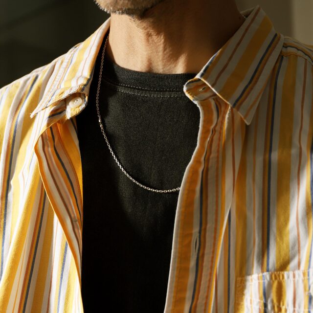 モクメスライスビーズチェーンネックレス w/グリーントルマリン