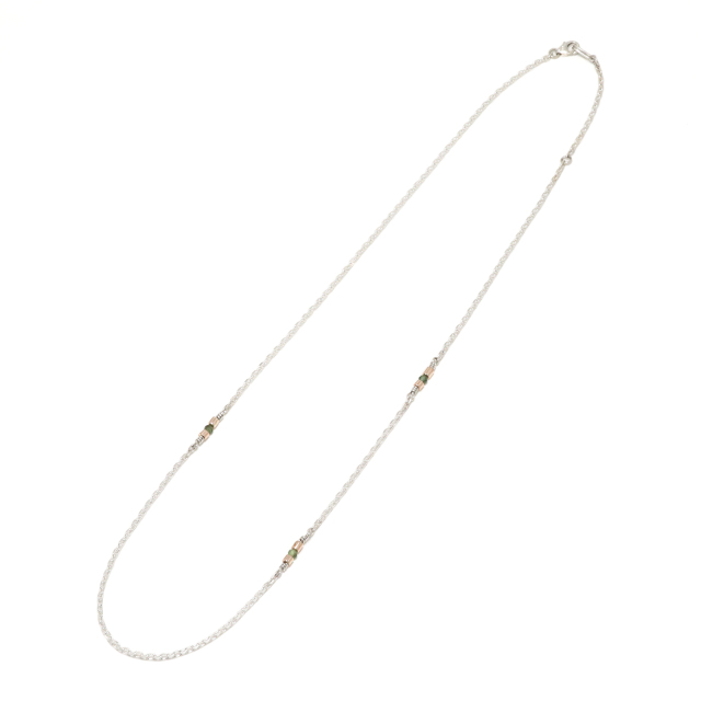 モクメスライスビーズチェーンネックレス w/グリーントルマリン