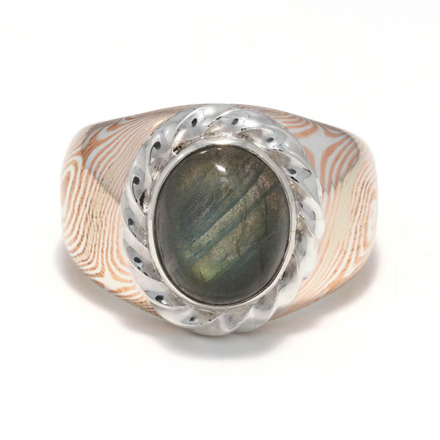 Silver Twist Top Ring w/Labradorite