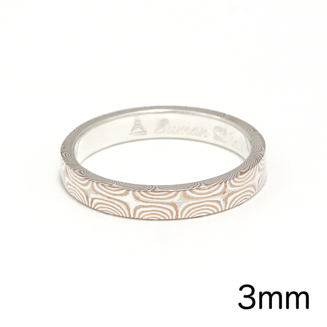 Star Pattern MOKUME Flat Band Ring