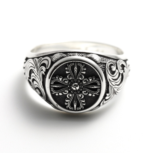 ディープカーヴィングシグネットリング - ダブルドージェ