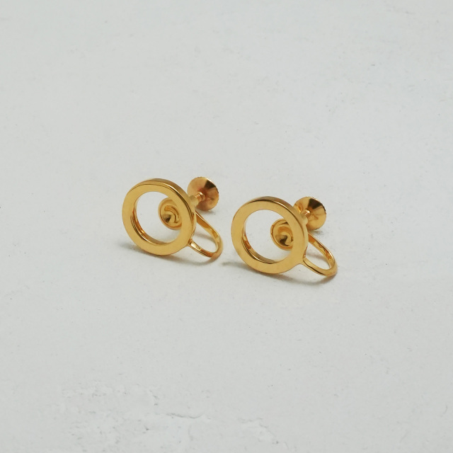 オープンラウンドイヤリング - ゴールドプレート