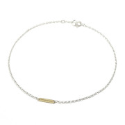 Logo Plate Anklet - Oval - Silver×K18Yellow Gold