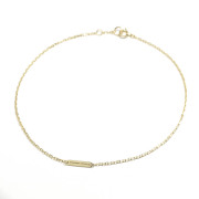 Logo Plate Anklet - Square - K18Yellow Gold