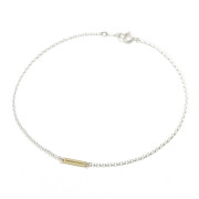 Logo Plate Anklet - Square - Silver×K18Yellow Gold