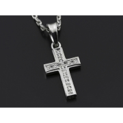 Small Gravity Cross Necklace - Silver w/CZ