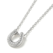 Ridge Horseshoe Necklace - Silver w/CZ