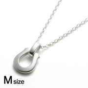 Medium Horseshoe Pendant + Silver Azuki Chain 1.5mm - Natural