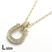 Large Lux Horseshoe Pendant - K18Yellow Gold w/Diamond + K18Yellow Gold Square Chain 1.5mm