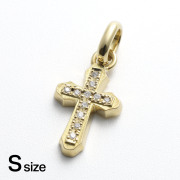 Smooth Cross Pendant - K18Yellow Gold w/Diamond