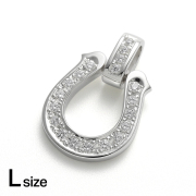 Large Lux Horseshoe Pendant - Silver w/LG Diamond